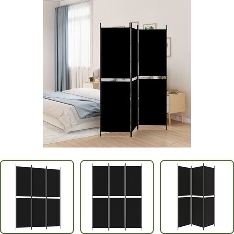 Raumteiler -  3-tlg. Paravent Schwarz 150x200 cm Stoff (1/5)