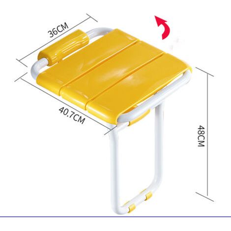 TAISHENGDA-Siège de douche relevable en aluminium époxy jaune – Résistant à la corrosion – Capacité 200 kg – Conception compacte pour petites salles de bain (1/4)
