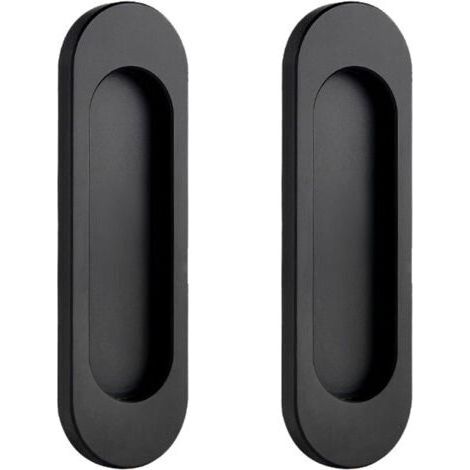 Lot de 2 Poignée de Porte Interieur Poignées Porte Coulissante Noires Ovales Auto-Aadhésives Poignée De Cuisine Sans Perçage Poignée Placard en Alliage d'aluminium Poignée Meuble Cuisine (1/5)