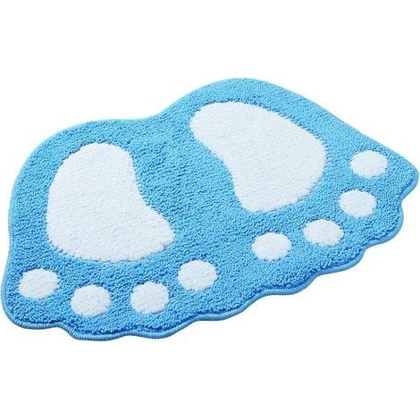 Tapis de bain antidérapant Motif grands pieds Pour salle de bain, douche Absorbant-Bleu48 x 67CM (1/2)