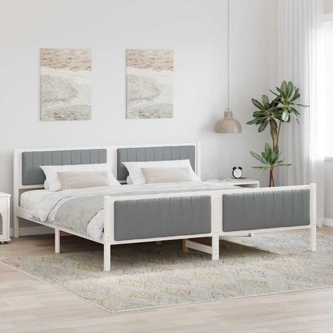 Estructura de cama con cabecera y gris claro 200 x 200 cm (1/5)