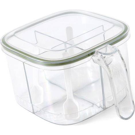 Gewürzbox für die Küche mit Deckel, mehrere Fächer für Salz, Zucker, Nüsse, Süßigkeiten, Trockenfrüchte, Schwarzkümmel, 3 Fächer (1/5)
