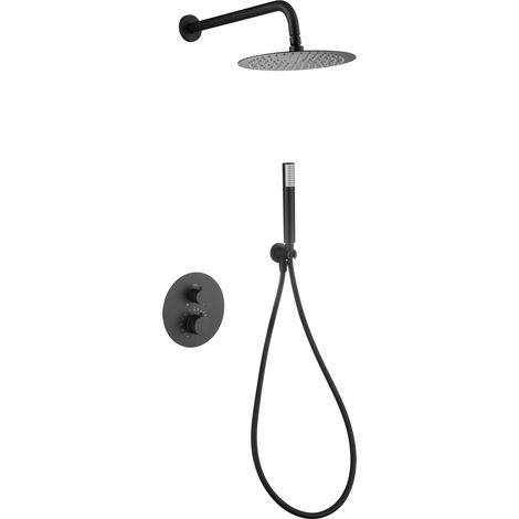 Imex - Columna Ducha Empotrada Termostatica Negro Serie Génova