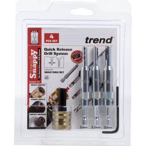 Trend Set of 4 Spiral Point Drill Guides for Screws Sizes 6, 8, and 10 – Precise Pilot Hole Drilling for Vented Joints, Hinges, and Locking Fronts, SNAP/DBG/SET (1/5)