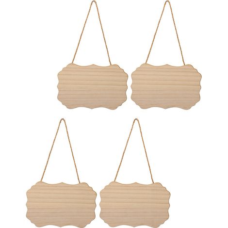 4 pièces plaque en bois suspendue vierge projet de bricolage DIY inachevé panneau en bois avec corde pour maison, mur décoration, mariage, fête (1/5)