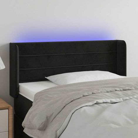 vidaXL Cabecero con LED de terciopelo negro 93x16x78/88 cm (1/5)
