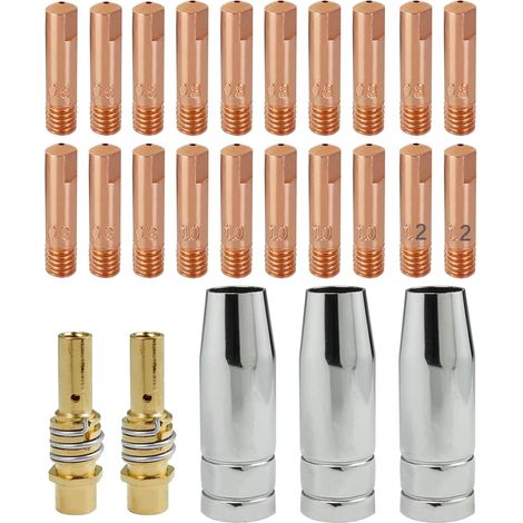 25PCS MB15AK Pointe de Contact 0,6mm 0,8mm 0,9mm 1,0mm 1,2mm, Porte-embouts Difuseur, Buse Gas Conique, Embouts de Contact en Cuivre