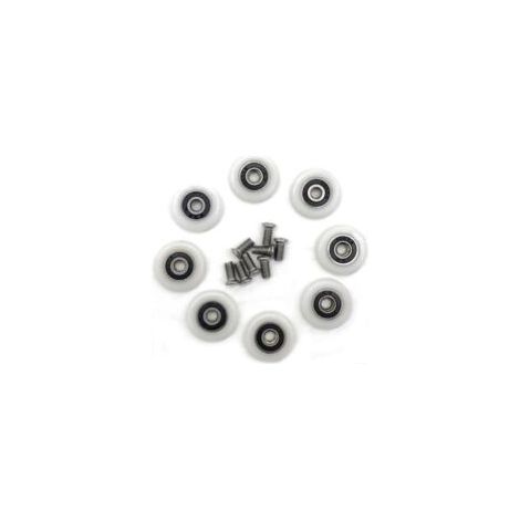 Rulli per porta doccia in vetro – Set da 8 – 23 mm – Materiale plastico con viti in acciaio inox - Crezuo