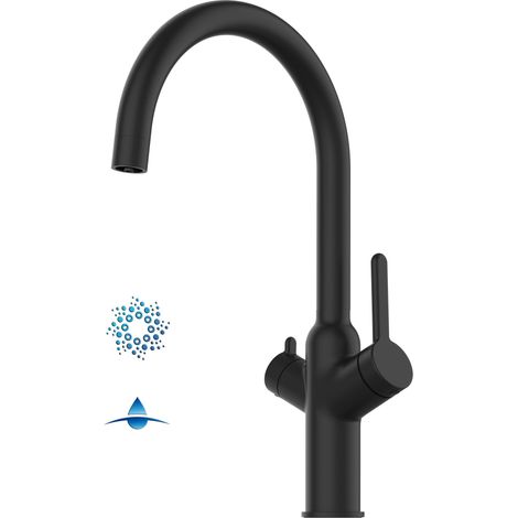 4 Wege Wasserhahn Kueche Spueltischarmatur Schwarz Matt Kuechenarmatur mit U 360 schwenkbarem Auslauf - BOD Design (1/5)