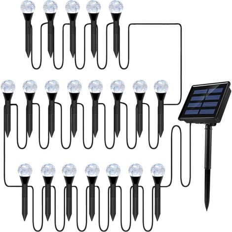 Zoternen Guirlandes lumineuses solaires à l'extérieur - 20 LED - 6.75 M - IP45-8 Modes - Pour ExtÉRieur/IntÉRieur - Pour Imperméable Jardin, Terrasse, Balcon, Mariage, FÊTe [Classe énergétique A+++] (1/5)