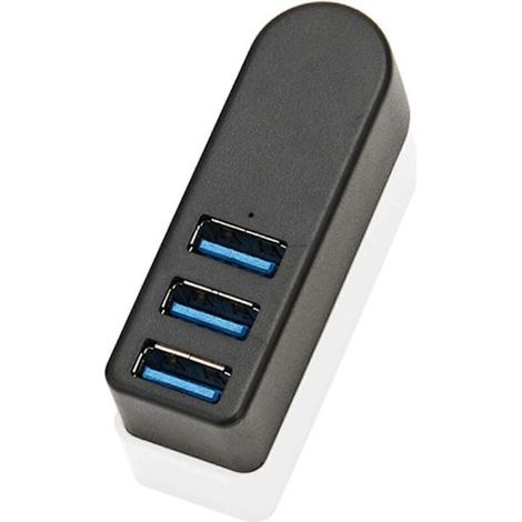 Hub USB 3.0 compatto con 3 porte, ruotabile a 270°, in alluminio nero – per trasferimento dati veloce e affidabile
