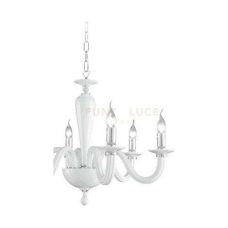 LAMPADARIO RAVEL 12 LUCI ATTACCO E14 BIANCO E CROMO D.82CM