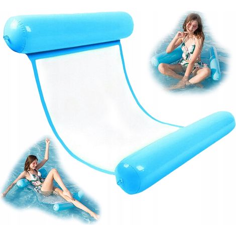 HAMACA DE AGUA COLCHONETA CON RED INFLABLE CÓMODA PARA TOMAR EL SOL VERDE TURQUESA (1/5)