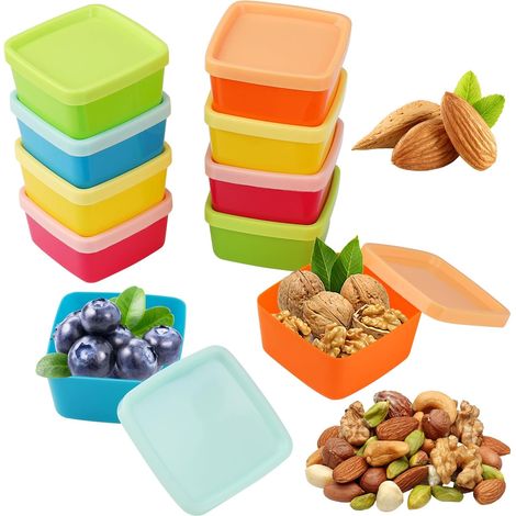 Lot de 10 Boîte Plastique Alimentaire Couvercle Hermétique Rangement Congélateur Snack (1/5)