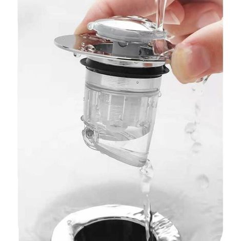 Bouchon lavabo universel - - Clapet bonde - Pop up - Filtre anti-colmatage - Anti-odeur - Anti-insectes (1/4)