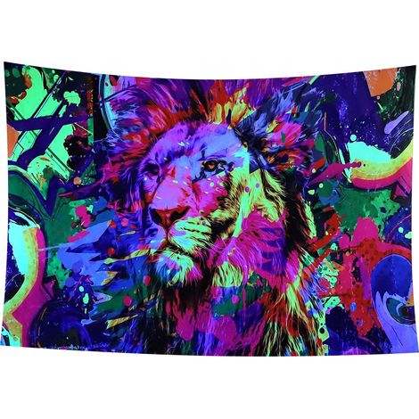 Tapiz fluorescente reflectante para decoraci贸n de pared UV, 150x150cm XL Le贸n (1/5)