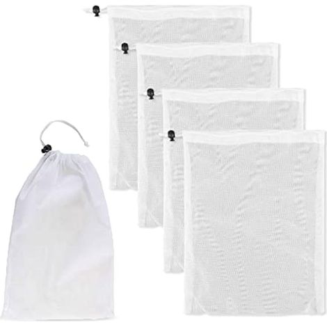 4 sacs de nettoyage de piscine, sacs filtrants en maille fine pour aspirateur de piscine, sacs en maille avec cordon de traction et de verrouillage pour le nettoyage des feuilles de piscine (1/5)