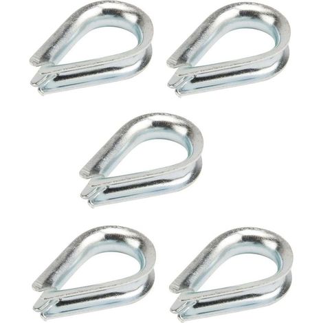 Confezione da 5 capicorda in acciaio zincato da 6 mm – Per fissare cavi in acciaio – Lunghezza interna 25 mm – Larghezza interna 18 mm (1/2)