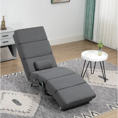 Poltrona relax massaggiante elettrica, 5 modalità, telecomando, schienale alto, grigio scuro (1/5)