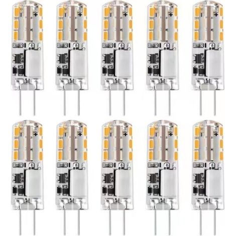 Pack of 10 G4 12V AC/DC warm white 3000K 2W LED bulbs, dimmable lighting - WELLNGS-AquaForge (1/5)