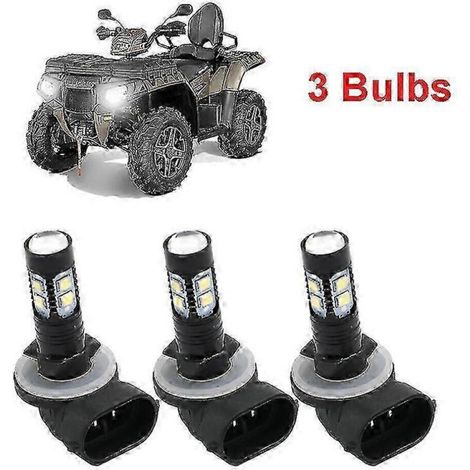 Set di 3 lampadine LED ad alta potenza per fari quad Polaris Sportsman 110, 300, 400, 450, 500, 550, 570, 600 e 700 (bianche, 150W, 360 (1/2)