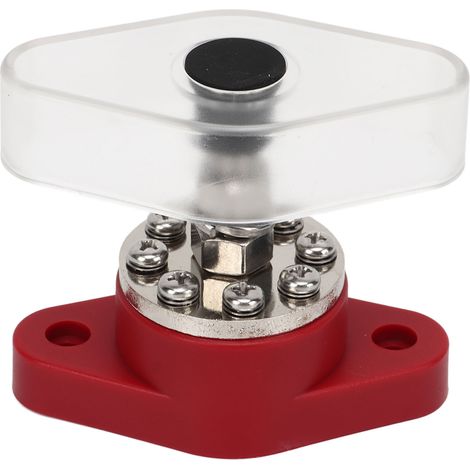 Stromverteiler-Anschlussklemme, rot, 3/8 Zoll, 300 A, mit transparenter Abdeckung für elektrische Geräte an Motoren, ATVs und Schiffen. (1/5)