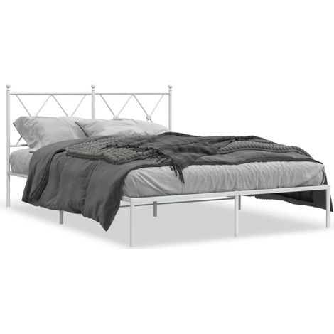 Maison Exclusive - Cadre de lit métal sans matelas et tête de lit blanc 140x190 cm