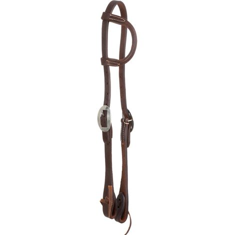 taglia unica, marrone oliato: Testiera western in cuoio ad orecchio con fibbie inox (1/4)