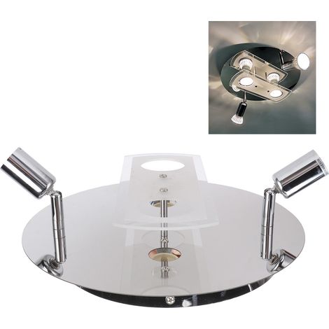 Plafonnier rond à quatre ampoules GU10, style moderne et épuré en fer forgé, idéal pour la décoration intérieure : chambre, salle à manger, salon, balcon, couloir, salle de bain. (1/5)