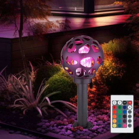 Stehlampe Sockelleuchte Außenleuchte Edelstahl Gartenlampe, Aluminium Kunststoff anthrazit, Fernbedienung dimmbar, 1x RGB LED 8,5W 806Lm 3000K warmweiß, H 45 cm