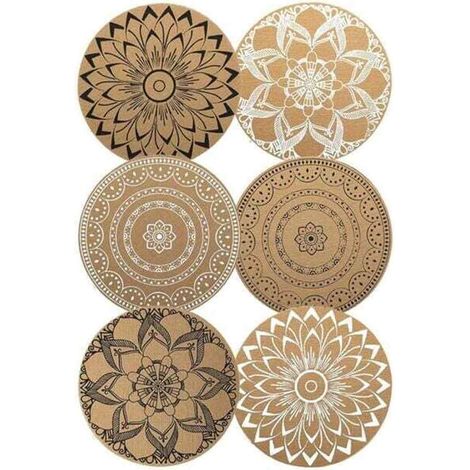 – Abwaschbare, runde PVC-Tischsets – 6er-Set – Hitzebeständig bis 85 °C – Rutschfest – Boho-Design für Küche und Restaurant (1/5)