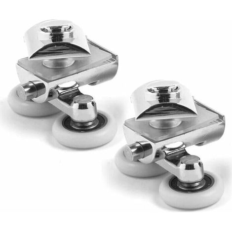 Roulettes doubles pour porte de douche coulissante – lot de 4, alliage de zinc, roues 23 mm