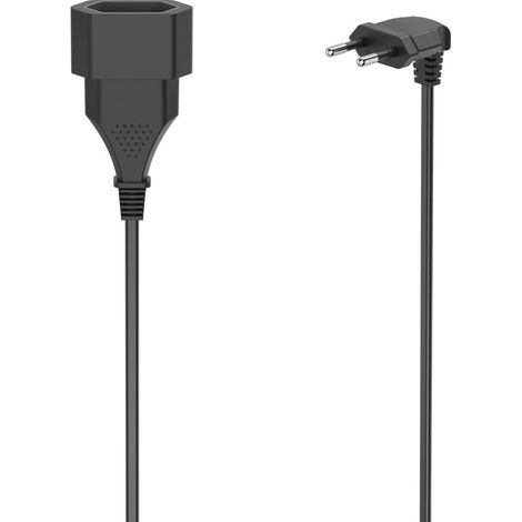 Rallonge Prolongateur Câble d’Extension Électrique Coudé 3m - Prise Européenne Coudée Type C (2 Broches, sans Terre), Idéale pour Espaces Exigus et Usage Intérieur - Noir (1/5)