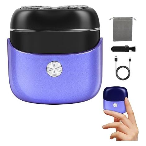 Women Electric Shaver Mini Intimate Trimmer with Floating Head Double Blade, Rechargeable USB-C Waterproof for Jersey, Armpits, Legs, Purple (1/5)