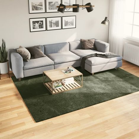 Teppich HUARTE Kurzflor Weich und Waschbar Waldgrün 200x280 cm (1/5)