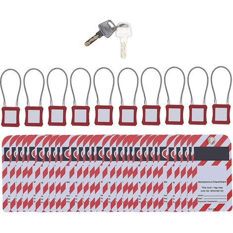 Tagout-Kabelschloss aus Edelstahl, stoßfest, verlustsicher, mit Schlüssel, für elektrische Sperr- und Kennzeichnungsmaßnahmen (1/5)