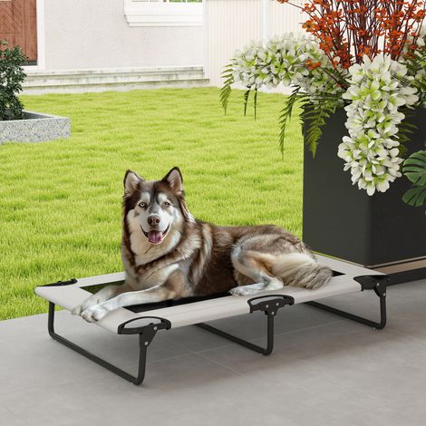 Cuccia rialzata portatile per cani, lettino per animali domestici con rete traspirante, per cani di taglia grande, grigio chiaro