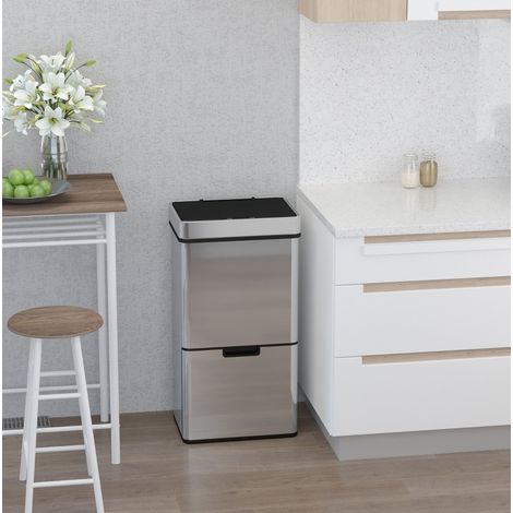 Automatischer Sensor-Mülleimer 72 L, 3 Fächer, Edelstahl, silber HAVRYA (1/4)