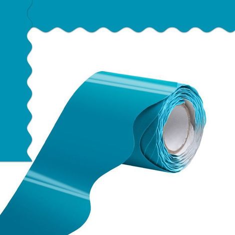 Selbstklebende Bordüre - 33 Fuß - Doppelseitiges Papier - Blau - Wellenmuster (1/5)