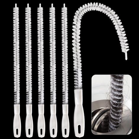 6-teiliges 45 cm Abflussreinigungsbürsten-Set, flexible Spülbeckenreinigungsbürste, Abflussreinigungsbürste, Abflussreinigungswerkzeug für Küche und Bad (1/5)