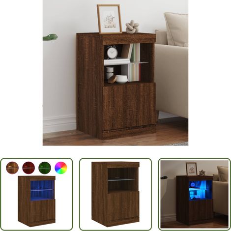 vidaXL Holz - Sideboard mit LED-Leuchten Braun Eichen-Optik 41x37x67 cm (1/5)
