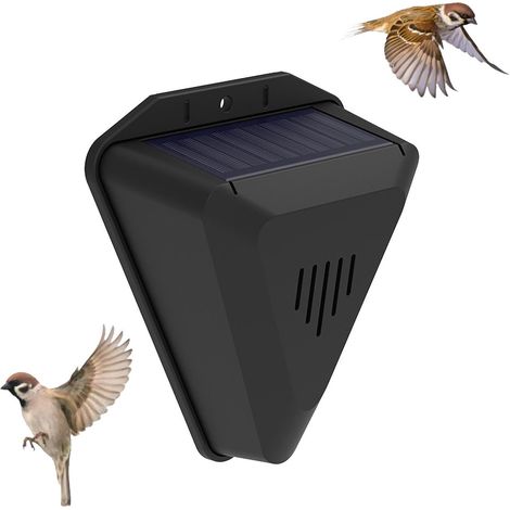 Solarbetriebener Vogelschutz – 1 Stück – Wasserdicht (IP55) – 13 automatische Geräusche – Für Garten, Obstplantage und Bauernhof – Kompaktes Schwarz (1/5)