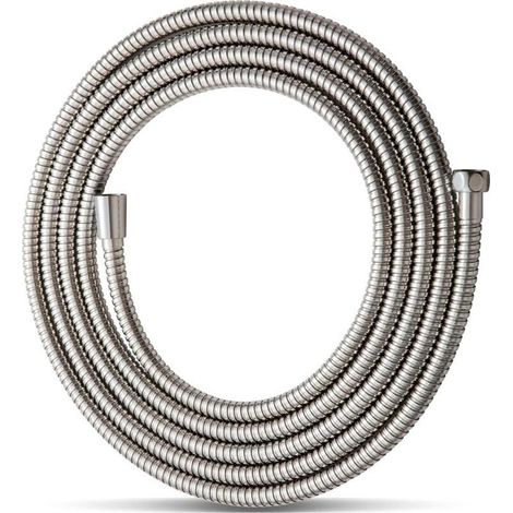 Flexible de Douche 5m,Avec protection Anti-Torsion,Inox Tuyau de Douche,Haute pression de remplacement Tuyau de Douche,Pour robinetterie de salle de bains,Gris Nickel (1/4)