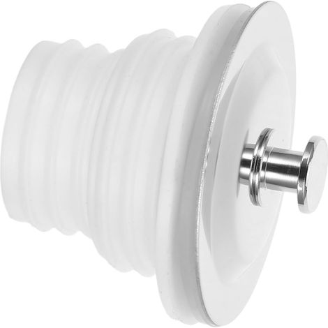 Bouchon vidange lavabo - inox/caoutchouc - blanc - anti-odeur (1/5)
