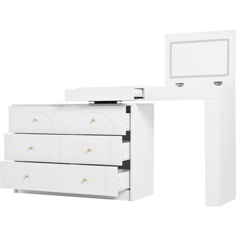 Drehbarer Schminktisch mit LED-Beleuchtung Weiß 105 x 40 x 80 cm MODENUIT (1/5)