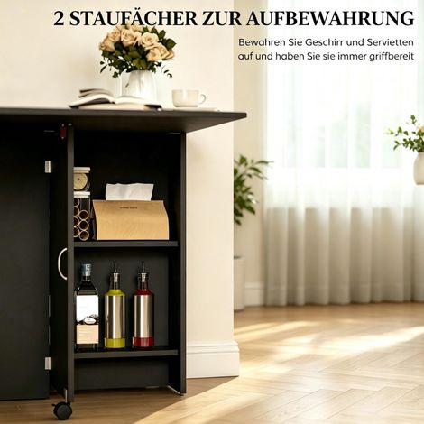 Klappbarer Esstisch 140×75×74 cm aus schwarzer Spanplatte, platzsparend – MEUBLIV (1/5)