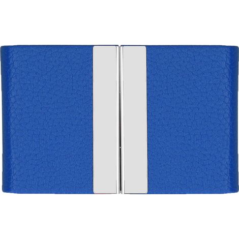 Porte-cartes de visite grande capacité pour hommes, boîtier double ouverture bleu 400, étui à cartes professionnelles de poche (1/5)