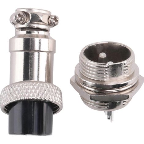 Connecteur aéronautique GX16 à 2 broches, 400 V, à vis, mâle/femelle, pour câbles, prise et fiche aéronautiques. (1/5)