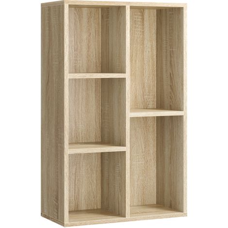 Vasagle – Bibliothèque étagère sur pied 5 compartiments – Panneau aggloméré E1 15mm – Dimensions 80x50x24cm – Charge 15kg par compartiment