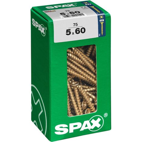 Boîte 75 Unités. Vis A Bois Spax Cab. Plat Yellox 5.0x60mm Spax (1/3)
